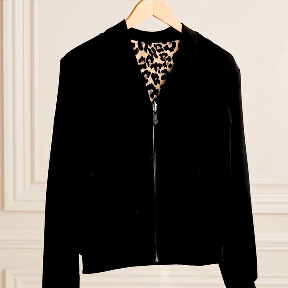 Stella & Dot | Reversible Bomber | Leopard